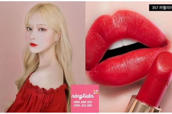 Ảnh Swatch son Chanel 357 Rouge Camelia