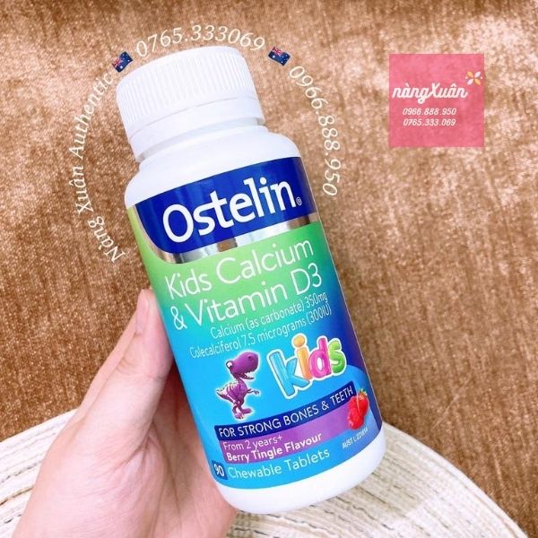 Viên kẹo nhai Ostelin bổ sung Canxi Vitamin D3 cho trẻ em từ 2-13 tuổi