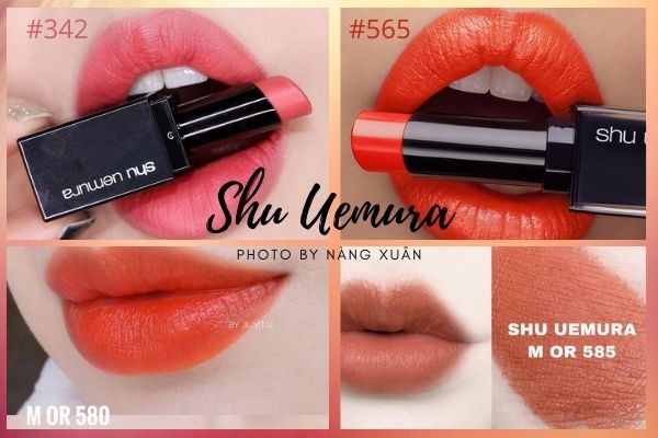 Bảng màu son Shu Uemura vỏ đen tone Cam