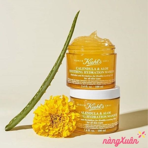 Review mặt nạ hoa cúc Kiehl’s Calendula & Aloe Soothing Hydration Masque cấp nước giải nhiệt cho da