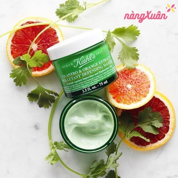 Review mặt nạ ngò KIEHL’S Cilantro Orange Extract Pollutant Defending Masque – Thải Độc Da