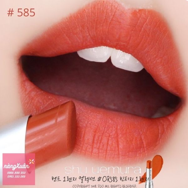  Shu 585 Lipstick màu cam cháy