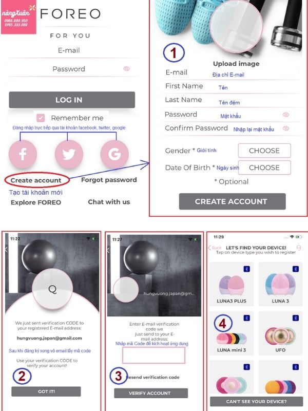 Cách đăng kí, kích hoạt máy Foreo Luna Mini 3