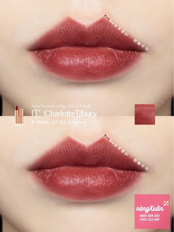 Swatch son Charlotte Tilbury Walk Of No Shame màu đỏ nâu đẹp