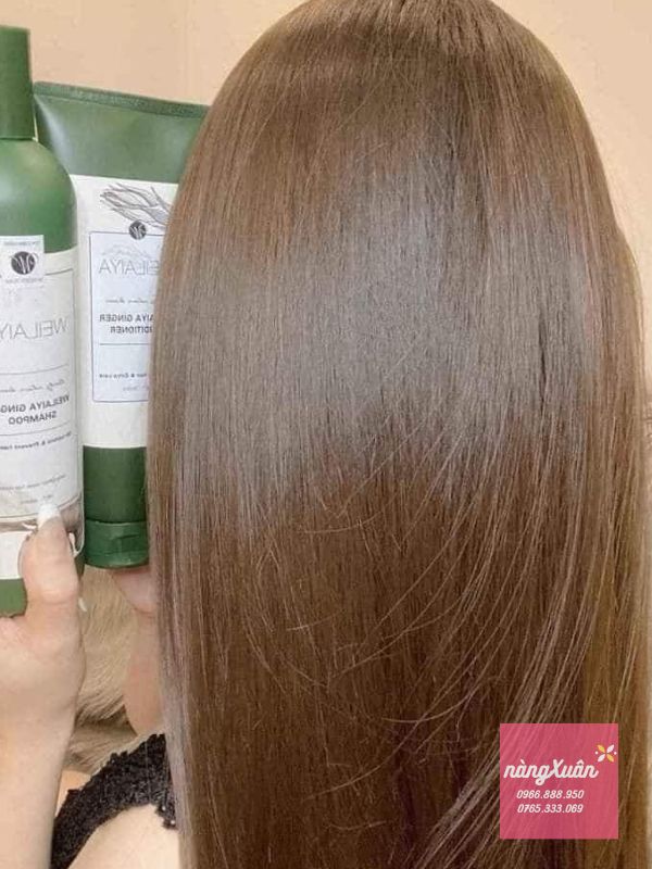 Bộ dầu gội xả gừng WEILAYA Ginger giúp tóc chắc khỏe óng mượt.