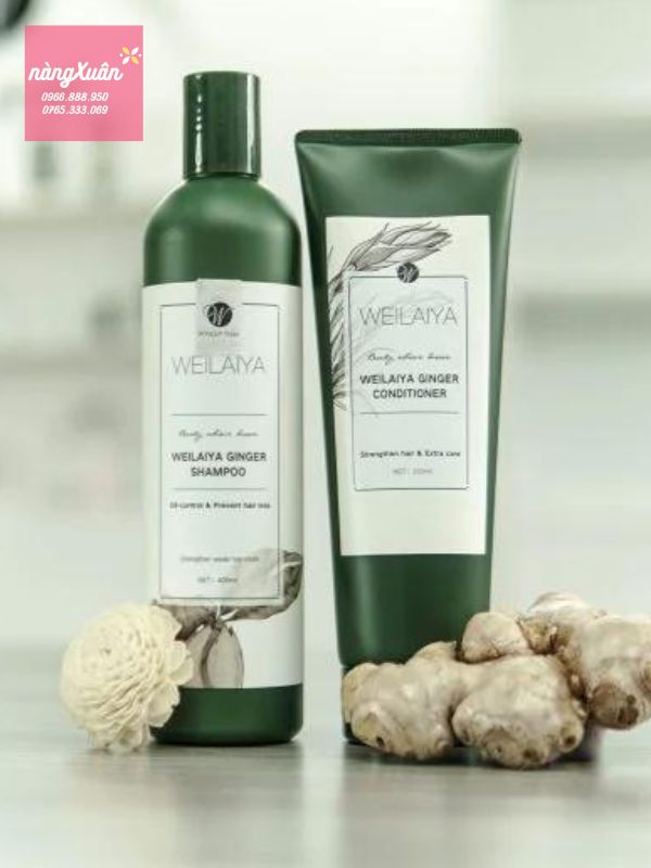 Bộ dầu gội xả gừng WEILAYA Ginger nuôi dưỡng tóc bóng khỏe.
