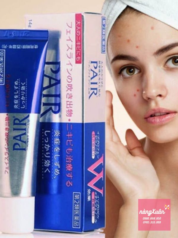 Kem trị mụn PAIR ACNE W Cream 24g Nhật Bản loại bỏ các vấn đề về mụn dễ dàng lấy đi cồi mụn.