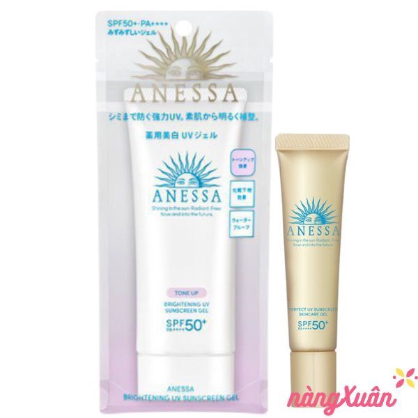 Set Gel Chống Nắng ANESSA Brightening Sunscreen UV Gel SPF50+PA++++ 90g + Perfect UV Gel 15g Nhật Bản