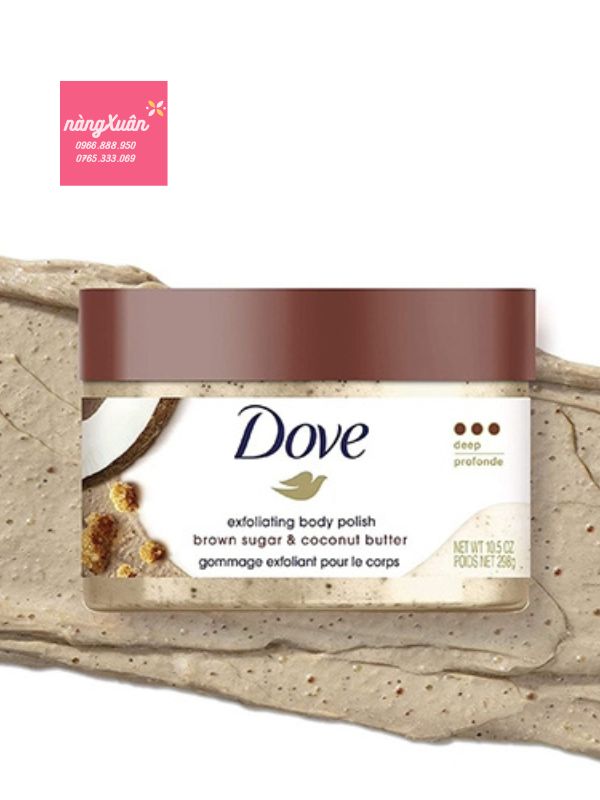 Kem Tẩy Tế Bào Chết DOVE Exfoliating Body Polish đường nâu và bơ dừa