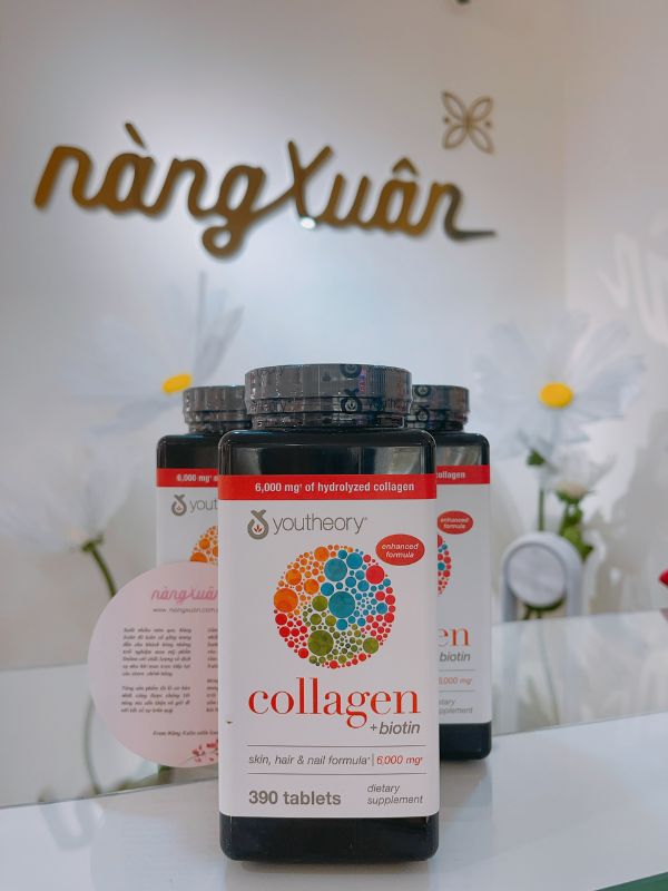 Viên Uống Youtheory Collagen Biotin 6000mg 390 Viên