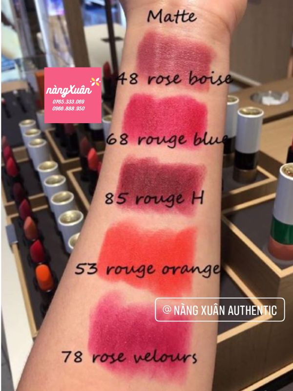 Bảng màu swatch son hermes matte