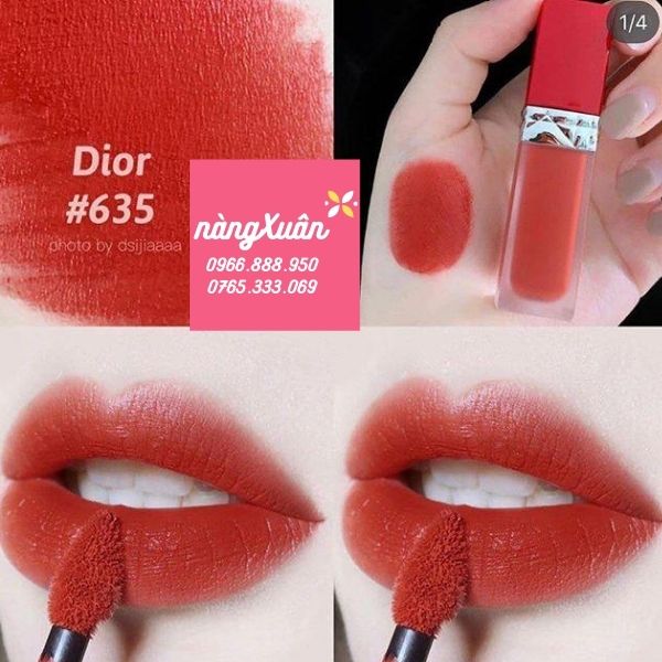 Ảnh Swatch son DIOR 635 màu Đỏ Đất