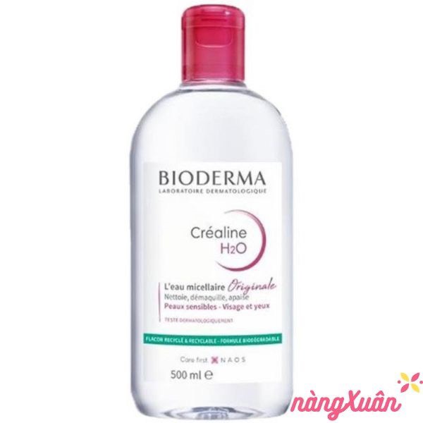 Nước Tẩy Trang BIODERMA Crealine H20 Original (Màu Hồng Vạch Xanh) 500ml Pháp