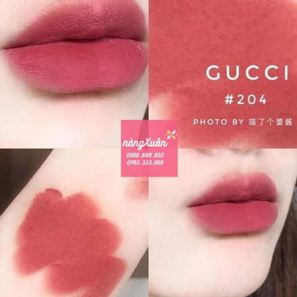 Son Gucci 202 peggy taupe màu hồng đát baby