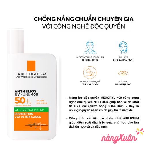 Kem Chống Nắng La Roche-Posay Anthelios UVMune 400 Oil Control Fluid