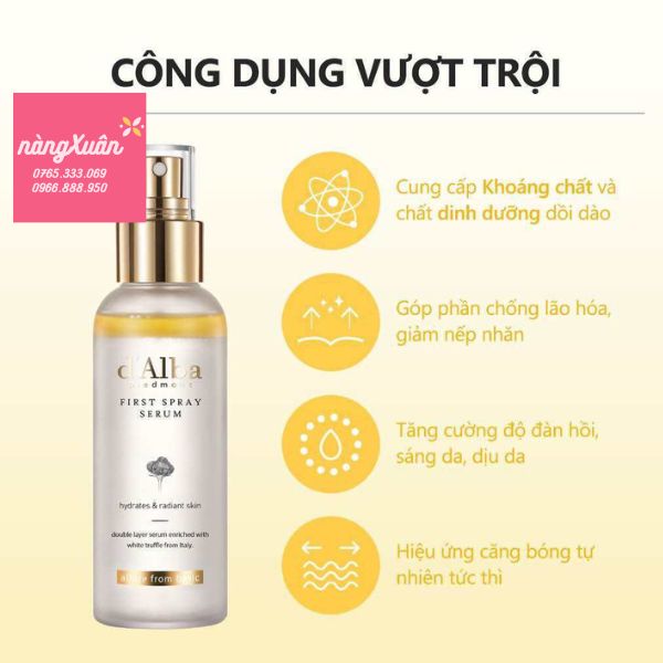 Xịt Khoáng Dưỡng ẩm Căng Bóng Da D'alba White Truffle First Spray Serum; 